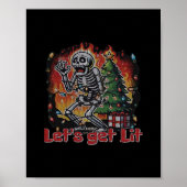 Grappig Skeleton Christmas Let's Get Lit Classic Poster (Voorkant)