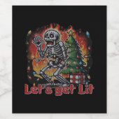 Grappig Skeleton Christmas Let's Get Lit Classic Wijn Etiket (Enkel label)
