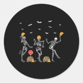 Grappig Skeleton Dancing Construction Worker Kostu Ronde Sticker (Voorkant)