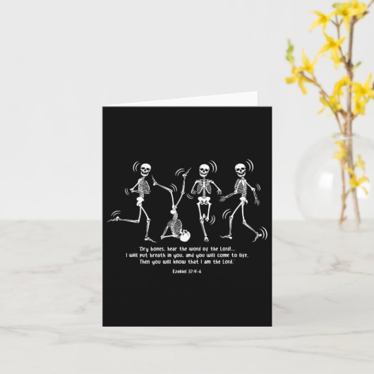 Grappig Skeleton Dansen Droge Botten komen tot lev Kaart (Gele Bloem)