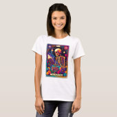 Grappig Skeleton De lezer Tarot T-shirt (Voorkant volledig)