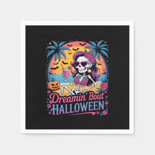 Grappig Skeleton Dreaming' 'Over Halloween Summerw Servet (Voorkant)