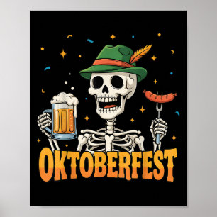 Grappig Skeleton Drink Duitse Beer Mannen Vrouwen Poster