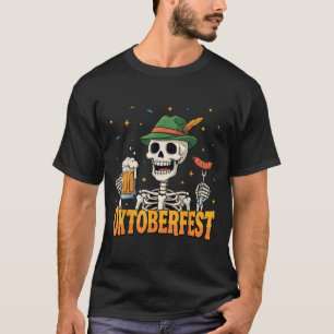 Grappig Skeleton Drink Duitse Beer Mannen Vrouwen T-shirt