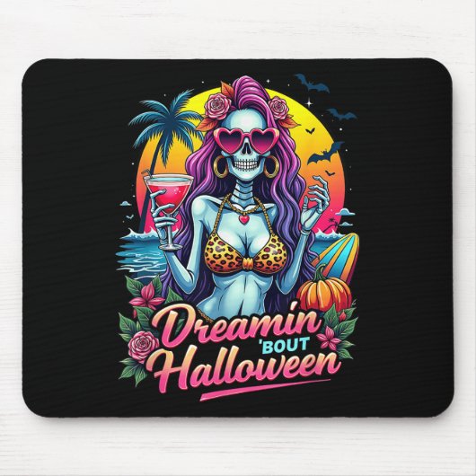 Grappig Skeleton Dromen Over Halloween Zomer V Muismat (Voorkant)