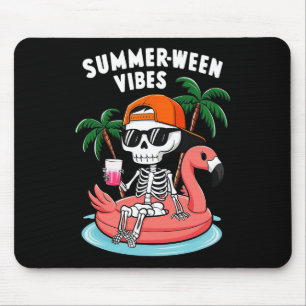 Grappig Skeleton Flamingo ZomerTussen Vibes Hallow Muismat