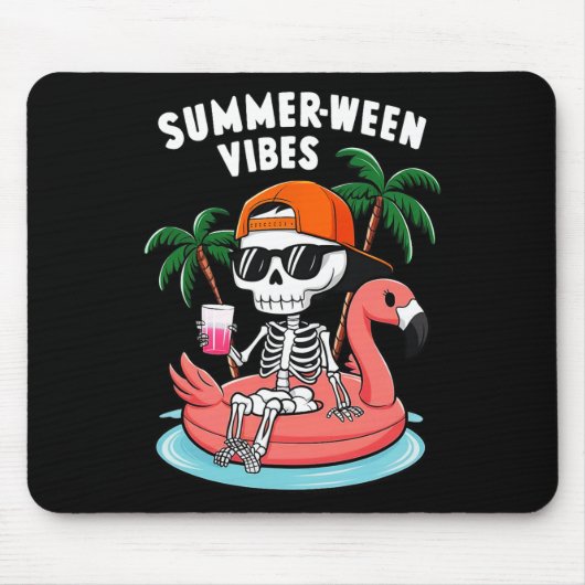 Grappig Skeleton Flamingo ZomerTussen Vibes Hallow Muismat (Voorkant)