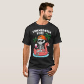 Grappig Skeleton Flamingo ZomerTussen Vibes Hallow T-shirt (Voorkant volledig)
