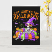 Grappig Skeleton Float Wachten Op Halloween Me Kaart (Gele Bloem)