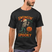 Grappig Skeleton Golfer Halloween kerstontwerp T-shirt (Voorkant)