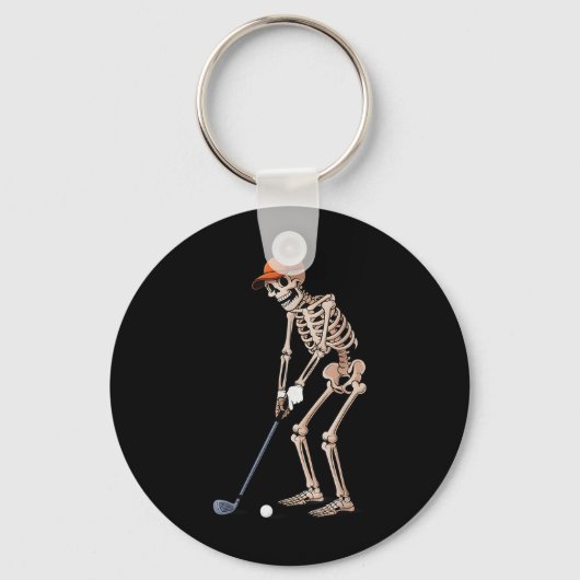 Grappig Skeleton Golfspeler Golfer Mannen Dad Hall Sleutelhanger (Voorkant)
