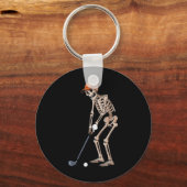 Grappig Skeleton Golfspeler Golfer Mannen Dad Hall Sleutelhanger (Voorkant)