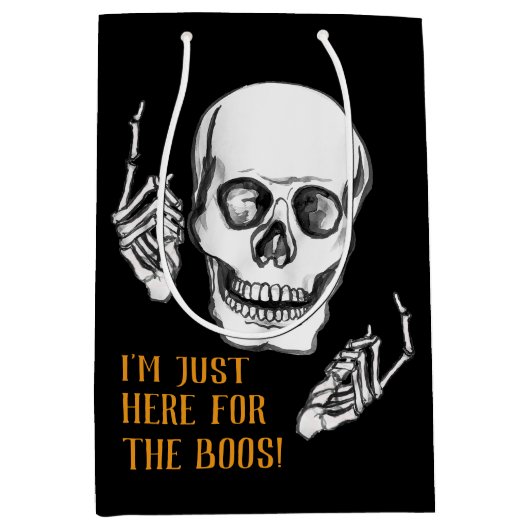 Grappig skeleton grap Halloween cadeau tas Medium Cadeauzakje (Voorkant)