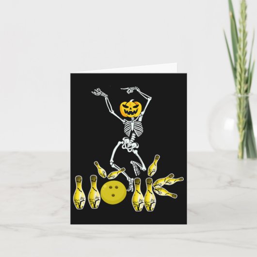 Grappig Skeleton Halloween Bowling Shirt Bowler Gi Kaart (Voorkant)