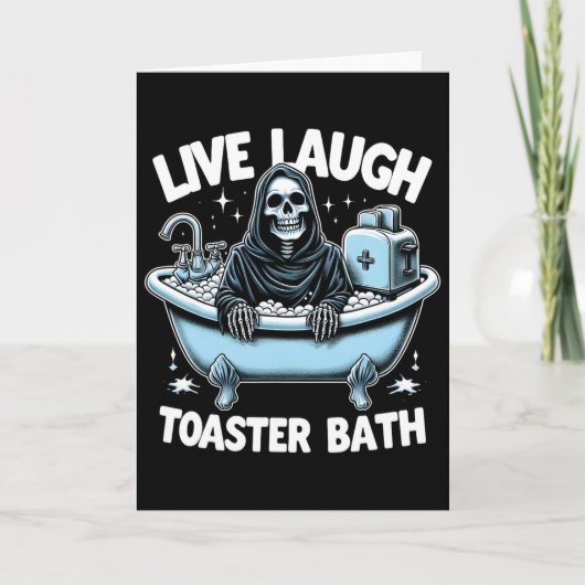Grappig Skeleton Halloween Live Laugh Toaster De D Kaart (Voorkant)
