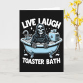 Grappig Skeleton Halloween Live Laugh Toaster De D Kaart (Gele Bloem)