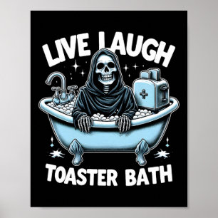 Grappig Skeleton Halloween Live Laugh Toaster De D Poster