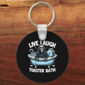 Grappig Skeleton Halloween Live Laugh Toaster De D Sleutelhanger (Voorkant)