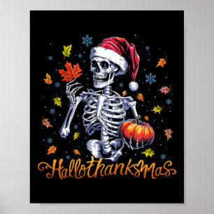 Grappig Skeleton Halloween Mery Christmas Happy Ha Poster