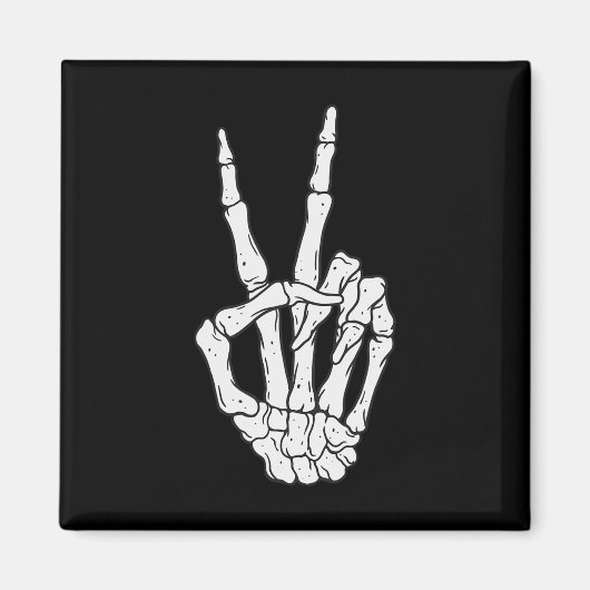 Grappig Skeleton Handen Vredesteken Liefde Hallowe Magneet (Voorkant)