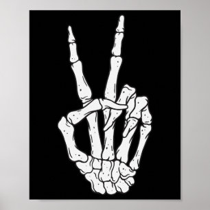 Grappig Skeleton Handen Vredesteken Liefde Hallowe Poster