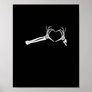 Grappig Skeleton Heart Hands. Halloween Costume Sk Poster