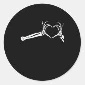 Grappig Skeleton Heart Hands. Halloween Costume Sk Ronde Sticker (Voorkant)