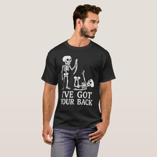 Grappig Skeleton "I’ve Got Your Back" Pun – Humori T-shirt (Voorkant volledig)