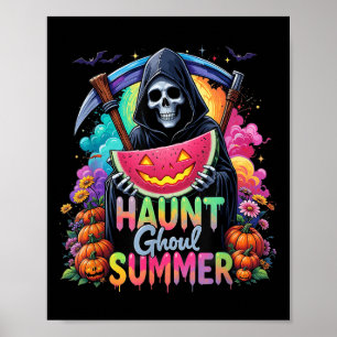 Grappig Skeleton Ice Cream Hot Ghoul Zomer Zomer Poster