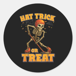 Grappig Skeleton IJshockeyspeler Halloween kostuum Ronde Sticker
