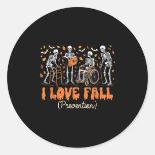 Grappig Skeleton Ik hou van Herfst Prevention Herf Ronde Sticker