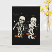 Grappig Skeleton Kinder Griddy-dance Halloween Tri Kaart (Gele Bloem)