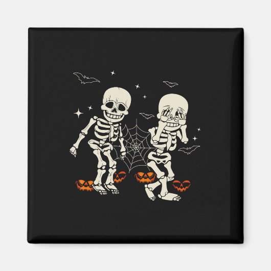 Grappig Skeleton Kinder Griddy-dance Halloween Tri Magneet (Voorkant)