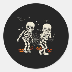 Grappig Skeleton Kinder Griddy-dance Halloween Tri Ronde Sticker