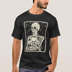 Grappig Skeleton Knuffels Maltese Hond Halloween K T-shirt
