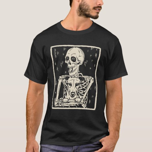 Grappig Skeleton Knuffels Windhond Halloween T-shirt (Voorkant)