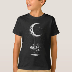 Grappig Skeleton Koppel Maan Spelen Gitaar Hallowe T-shirt