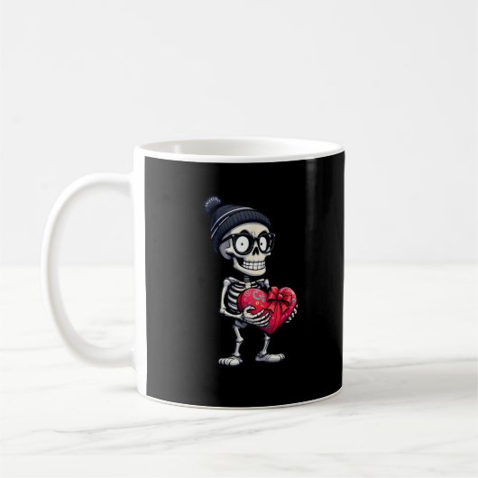 Grappig Skeleton Mannen Vrouwen Skeleton Hart Vale Koffiemok (Links)