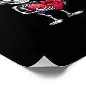 Grappig Skeleton Mannen Vrouwen Skeleton Hart Vale Poster (Hoek)