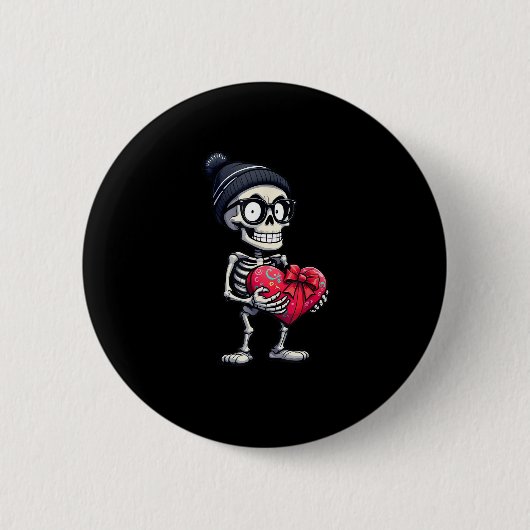 Grappig Skeleton Mannen Vrouwen Skeleton Hart Vale Ronde Button 5,7 Cm (Voorkant)