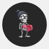Grappig Skeleton Mannen Vrouwen Skeleton Hart Vale Ronde Sticker (Voorkant)