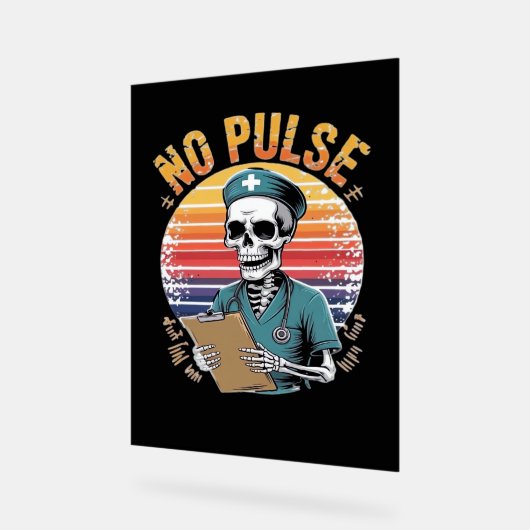 Grappig Skeleton Nurse Geen Pulse Design – Dark Hu Acryl Bord (Hoek)