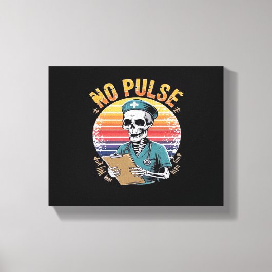 Grappig Skeleton Nurse Geen Pulse Design – Dark Hu Canvas Afdruk (Voorkant)