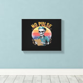Grappig Skeleton Nurse Geen Pulse Design – Dark Hu Canvas Afdruk (Insitu (Houten vloer))