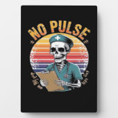 Grappig Skeleton Nurse Geen Pulse Design – Dark Hu Fotoplaat (voorkant)