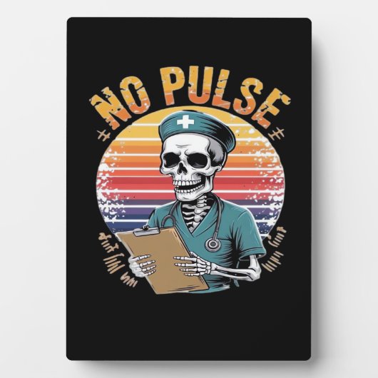 Grappig Skeleton Nurse Geen Pulse Design – Dark Hu Fotoplaat (voorkant)