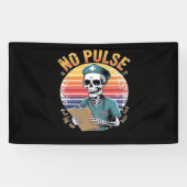 Grappig Skeleton Nurse Geen Pulse Design – Dark Hu Spandoek (Horizontaal)