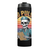 Grappig Skeleton Nurse Geen Pulse Design – Dark Hu Thermosbeker (Voorkant)