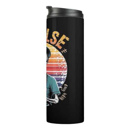 Grappig Skeleton Nurse Geen Pulse Design – Dark Hu Thermosbeker (Geroteerd rechts)