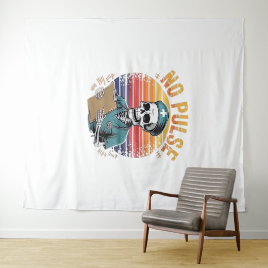 Grappig Skeleton Nurse Geen Pulse Design – Dark Hu Wandkleed (In Situ (horizontaal))